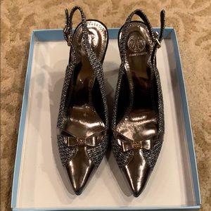 NEW Tory Burch Tweed & Pewter Pumps